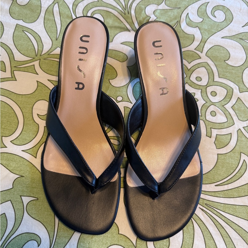 Unisa Black Leather Women's Sandals